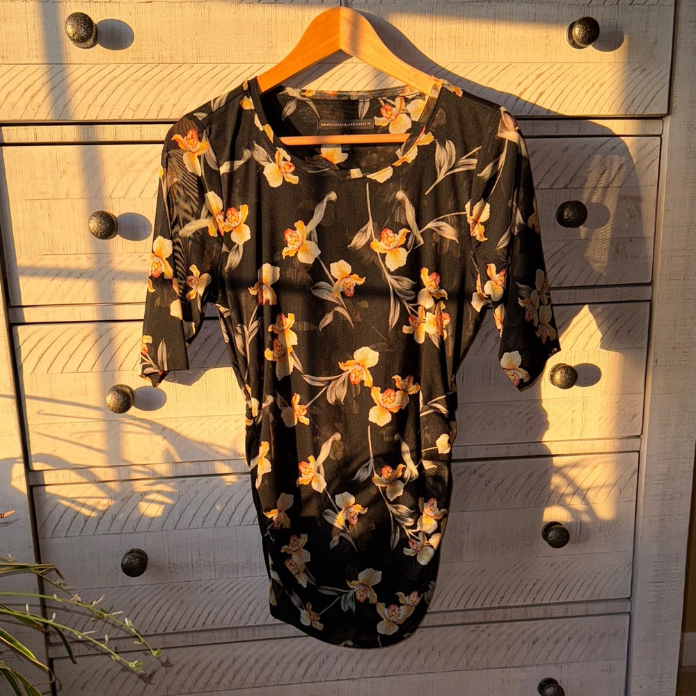 Floral Black Sheer Short Sleeve Top